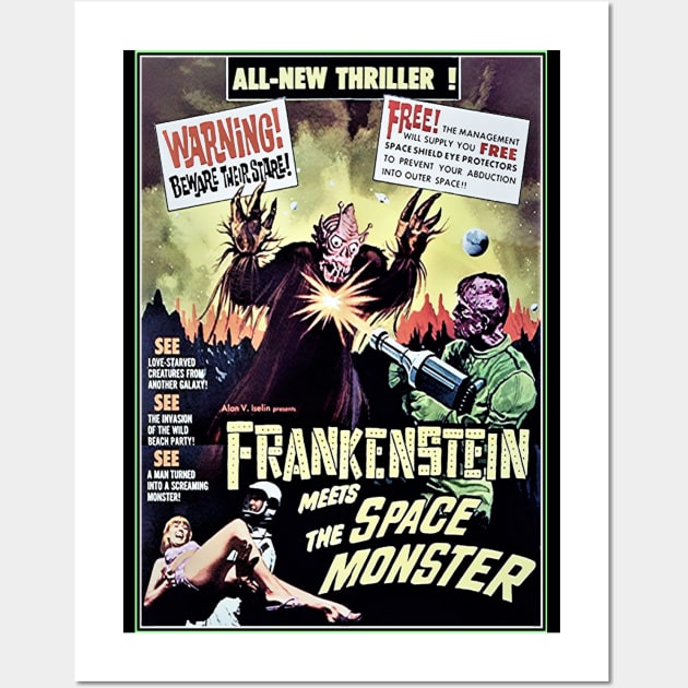 Frankenstein Meets the Space Monster Wall Art by SciFi_Kaiju_Guy